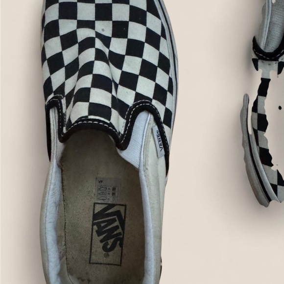Vans Black and White Checkered Slip-On Sneakers - Picture 5 of 6